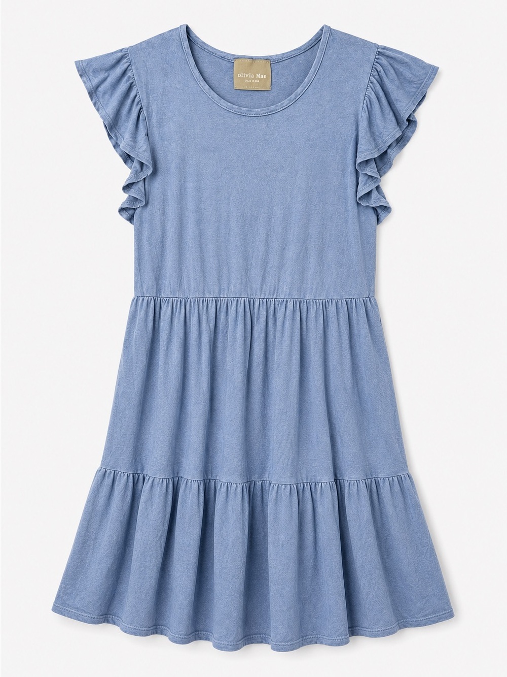Olivia Rae women’s Light Blue Ruffle Sleeve Tiered Dress